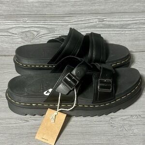 Dr. Martens Myles Brando Leather Slide Sandals Black Mens 14 US 23523001 New